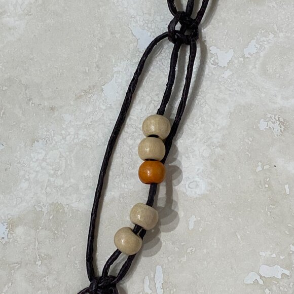 3/10$, Macramé Wood Beaded Waxed Cord Waist Belt - Picture 3 of 5